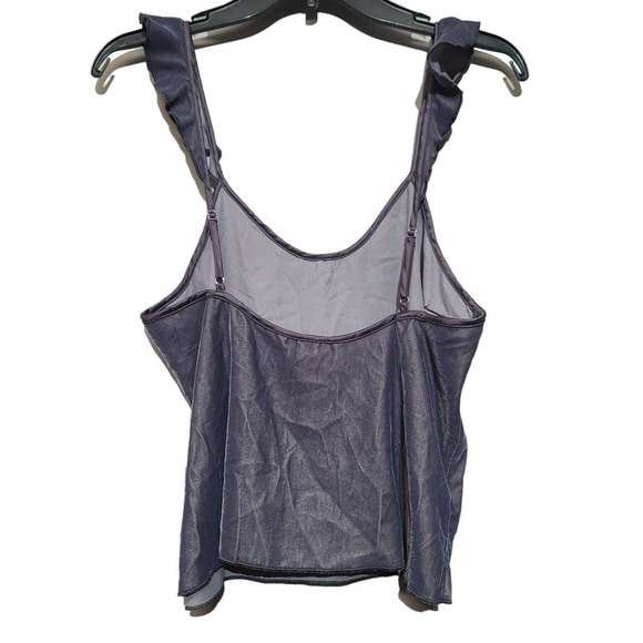 Victoria’s Secret Velvet Ruffle Cami Black NWT Gray Small - Picture 3 of 4